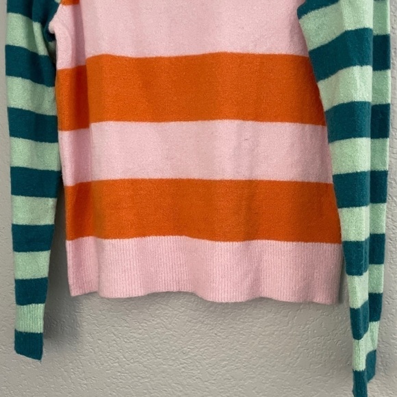 HALOGEN x Atlantic-Pacific Mix Stripe Puff Sleeve Sweater Small - Picture 4 of 8
